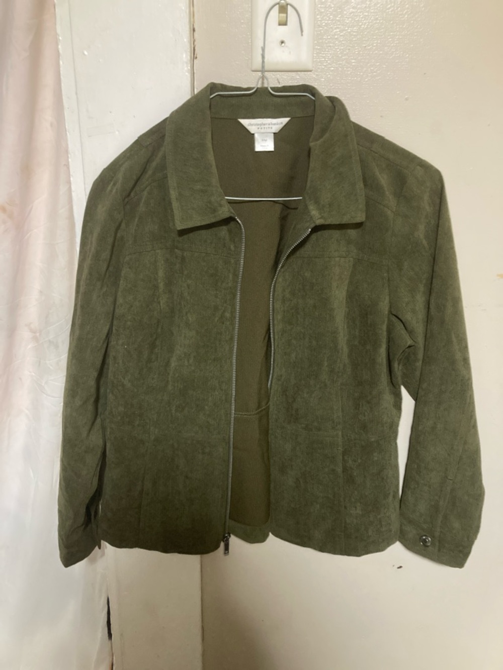 Christopher & Banks Olive Green Suede Zip Jacket